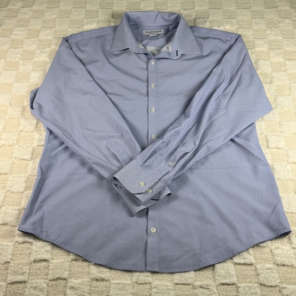 Mizzen + Main Men's Performance Menswear Dress Shirt Blue Dotted - Medium - Picture 1 of 9